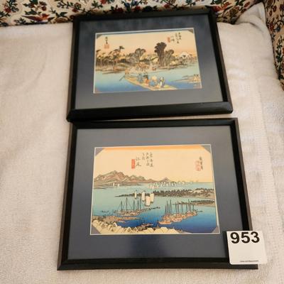 2 Woodblock Prints Tokaido Stations Hiroshige Ando