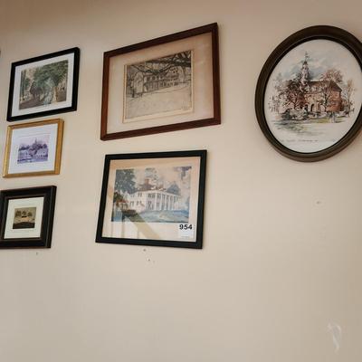 Lot of 8 Framed wall Art Williamsburg Long Island