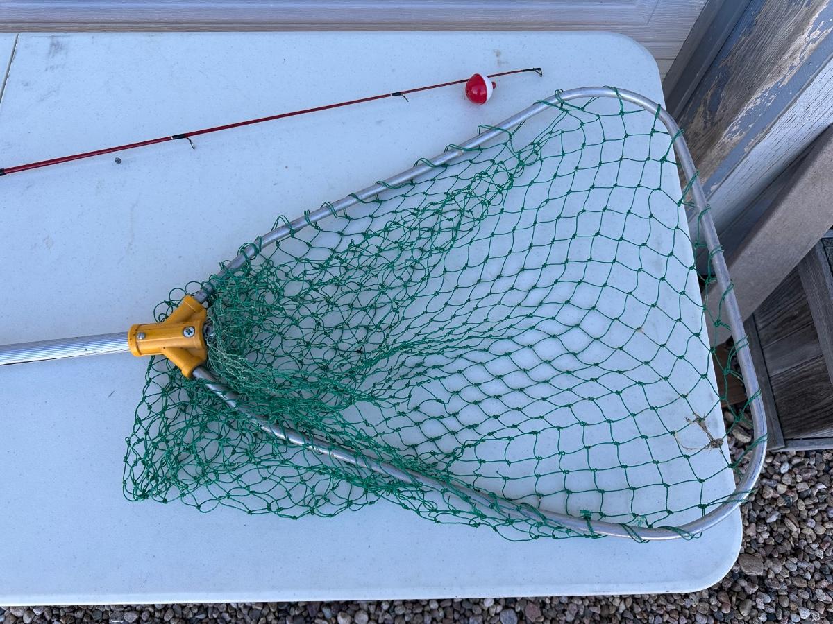 FISHING POLE WITH CLOSED FACE REEL AND A FISHING NET