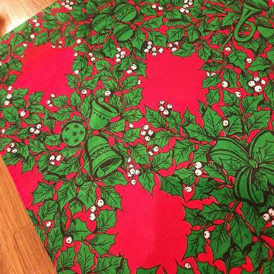 Lot #12  Vintage Christmas Cotton Tablecloth