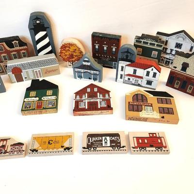 Lot #22  Lot of Cat's Meow Wooden Buildings - 18 pieces