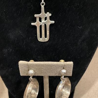 Sterling cross and chain with earrings