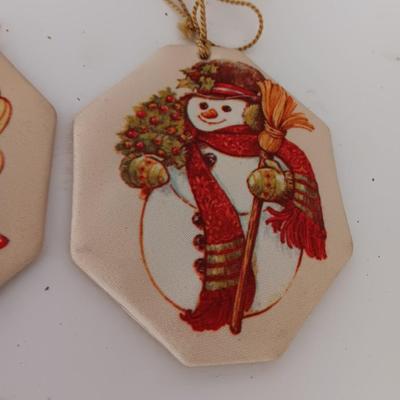 Christmas tins with Christmas Ornaments and vintage metal Christmas ruler