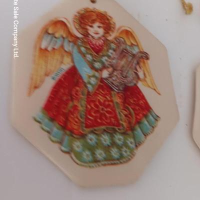 Christmas tins with Christmas Ornaments and vintage metal Christmas ruler