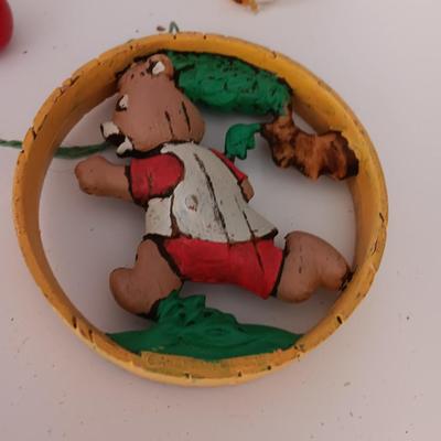 Christmas tins with Christmas Ornaments and vintage metal Christmas ruler