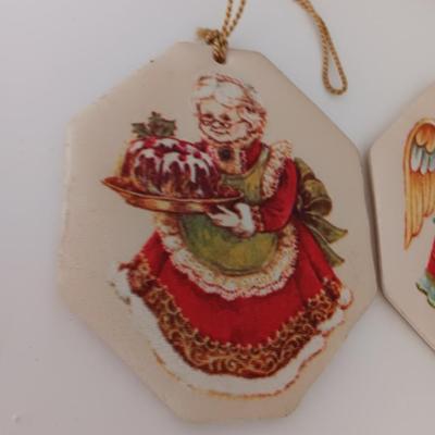 Christmas tins with Christmas Ornaments and vintage metal Christmas ruler