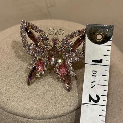 Lovely pink & purple butterfly brooch
