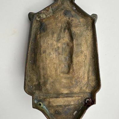 SIGNED Antique Iron Holy Water Font