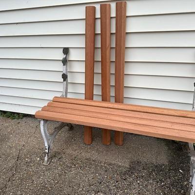 Antique New Orleans Cast Iron Bench Ends W/ Wood to Attach