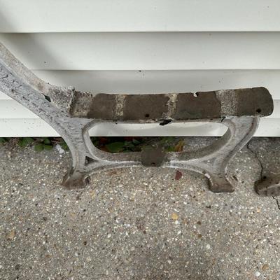 Antique New Orleans Cast Iron Bench Ends W/ Wood to Attach