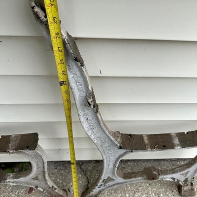 Antique New Orleans Cast Iron Bench Ends W/ Wood to Attach