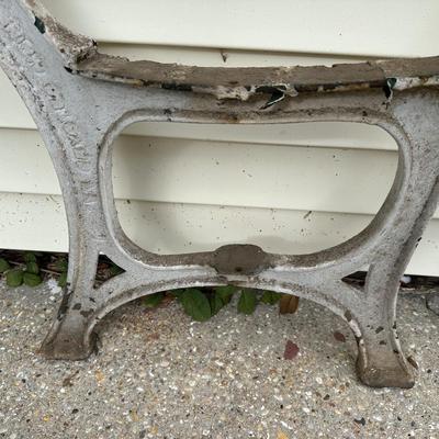 Antique New Orleans Cast Iron Bench Ends W/ Wood to Attach