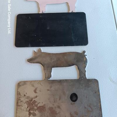 Two steel 4-H Pig name plates for show pen or for home