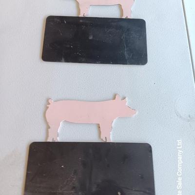 Two steel 4-H Pig name plates for show pen or for home