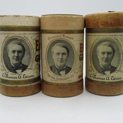 Antique Lot of Edison Gold Moulded Records Echo All Over the World