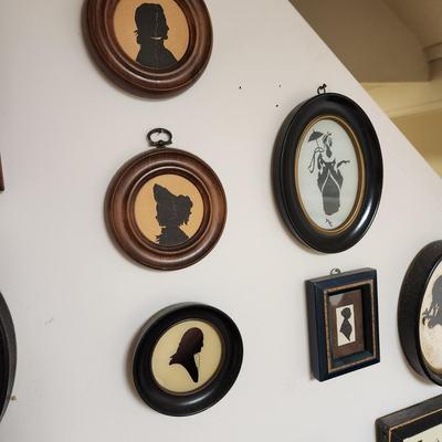 Large wall Lot of Silhouettes, Ben Franklin George Martha Washington and others