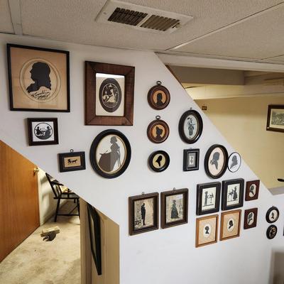 Large wall Lot of Silhouettes, Ben Franklin George Martha Washington and others