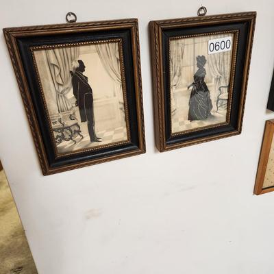 Large wall Lot of Silhouettes, Ben Franklin George Martha Washington and others
