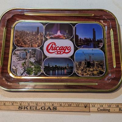 Vintage Metal "Chicago" Attraction Photos Tray