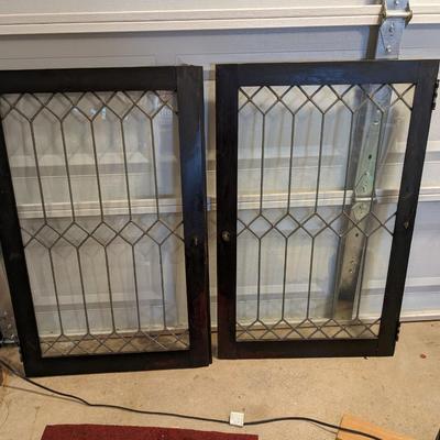 2 Lovely Matching Lead Glass Window Doors
