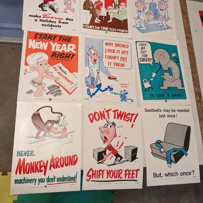 9 Vintage 1950s Green Cross Safety & Prevention Factory Workplace Posters (seatbelt)