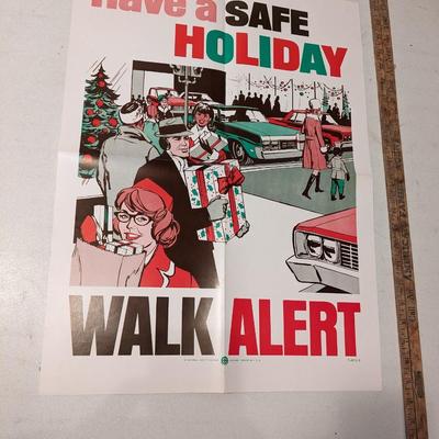 Perfect Vintage Holiday Safety Poster, Walk Alert