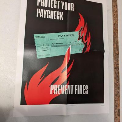 Vintage Large Prevent Fires Safety Poster
