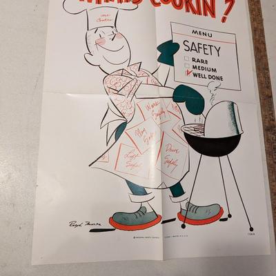 Vintage Ralph Moses Cookin' Safety Poster