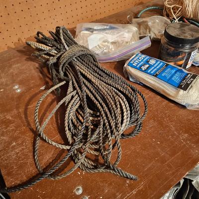 Tarps, Rope, Twine & Pegboard Hooks  (G1-JS)
