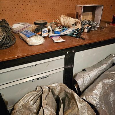 Tarps, Rope, Twine & Pegboard Hooks  (G1-JS)