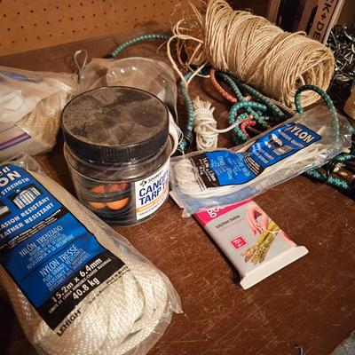 Tarps, Rope, Twine & Pegboard Hooks  (G1-JS)