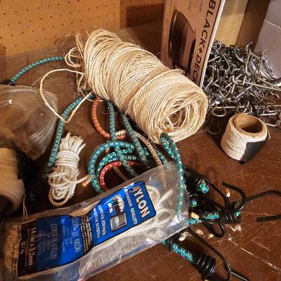 Tarps, Rope, Twine & Pegboard Hooks  (G1-JS)
