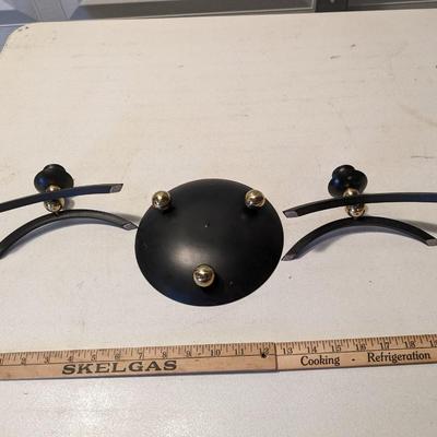 MCM Danish Iron and Brass Dish and Candlestick Holders