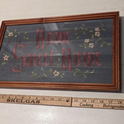 Antique Needlepoint Embroidered "Home Sweet Home"