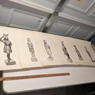 BOB GOLLEDGE Vintage Lithographs 1974-75 Cigar Store Indians