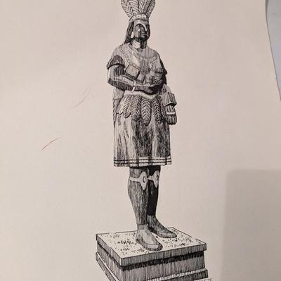 BOB GOLLEDGE Vintage Lithographs 1974-75 Cigar Store Indians