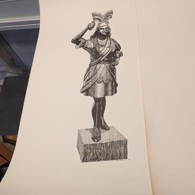 BOB GOLLEDGE Vintage Lithographs 1974-75 Cigar Store Indians