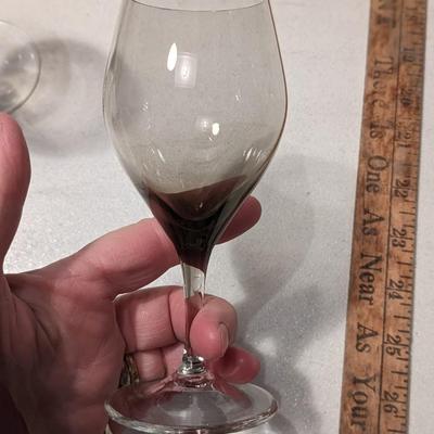 MCM Royal Moselle Hand Blown Nova Smoke Claret Wine & Liquor Crystal Glasses