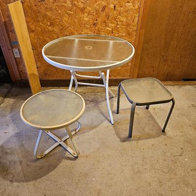 Trio of Glass Top Outdoor Tables (G1-JS)