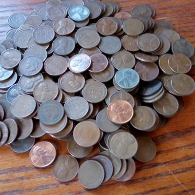 LOT 143 OVER 400 OLD WHEAT CENTS OR OLDER