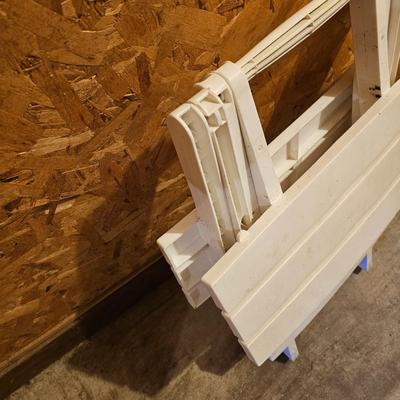 Four White Plastic Chairs & Folding Table (G1-JS)