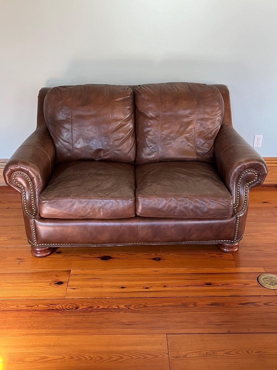 Bradington young cheap leather loveseat