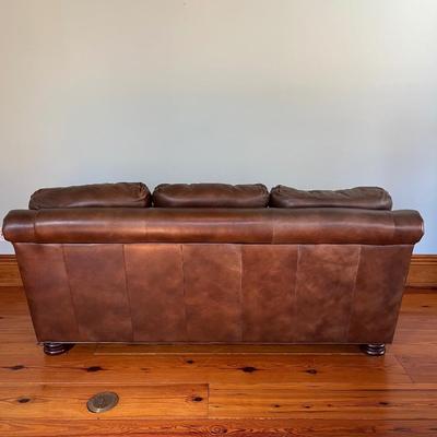 BRADINGTON YOUNG ~ Brown Leather Sofa ~ With Nailhead Trim ~ *Read Details