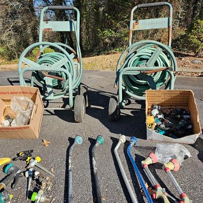 Two Suncast Mobile Hose Carts, Extra Hoses & More  (FY-JS)