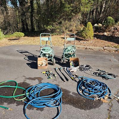 Two Suncast Mobile Hose Carts, Extra Hoses & More  (FY-JS)