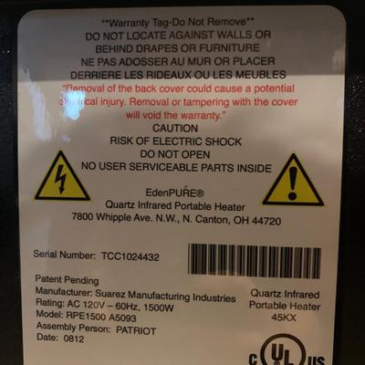 Two EdenPure Quartz Infrared Portable Heaters (LG-HS)