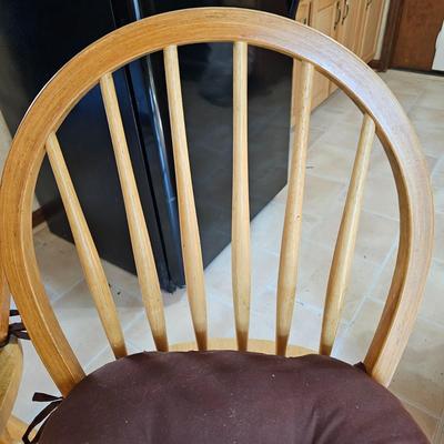 Pair of Oak Kitchen Stools w/Cushions (K-JS)