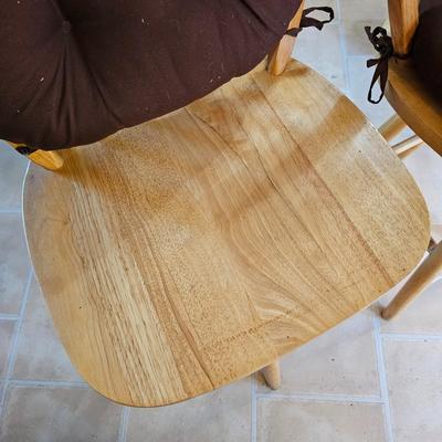 Pair of Oak Kitchen Stools w/Cushions (K-JS)