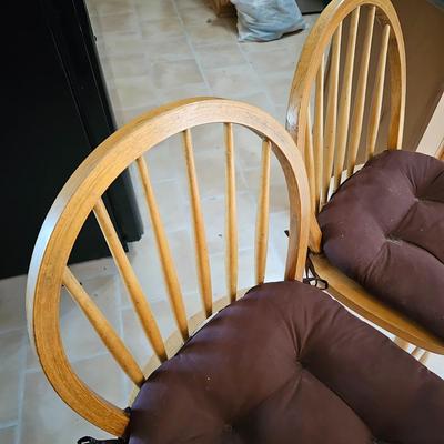 Pair of Oak Kitchen Stools w/Cushions (K-JS)