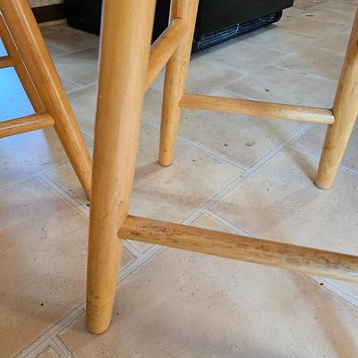 Pair of Oak Kitchen Stools w/Cushions (K-JS)